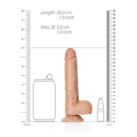 REALROCK 18 cm Straight Realistic Dildo with Balls Tan - Realistic Dildos