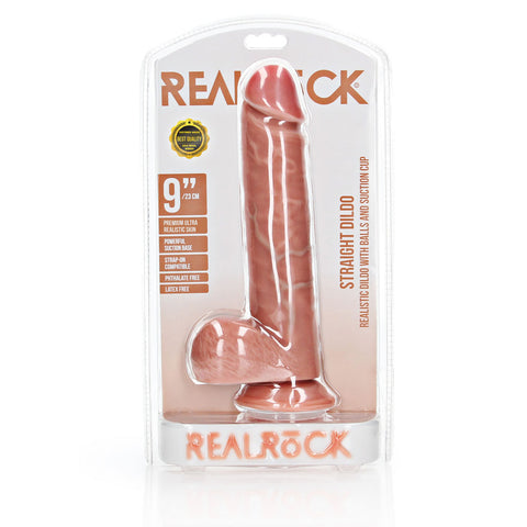REALROCK 23 cm Straight Realistic Dildo with Balls Flesh - Realistic Dildos