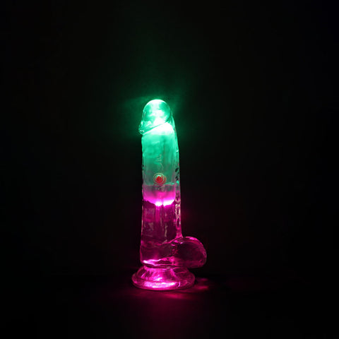 REALROCK Rechargeable LED Vibrating Dong with Balls - Vibrating Dildos