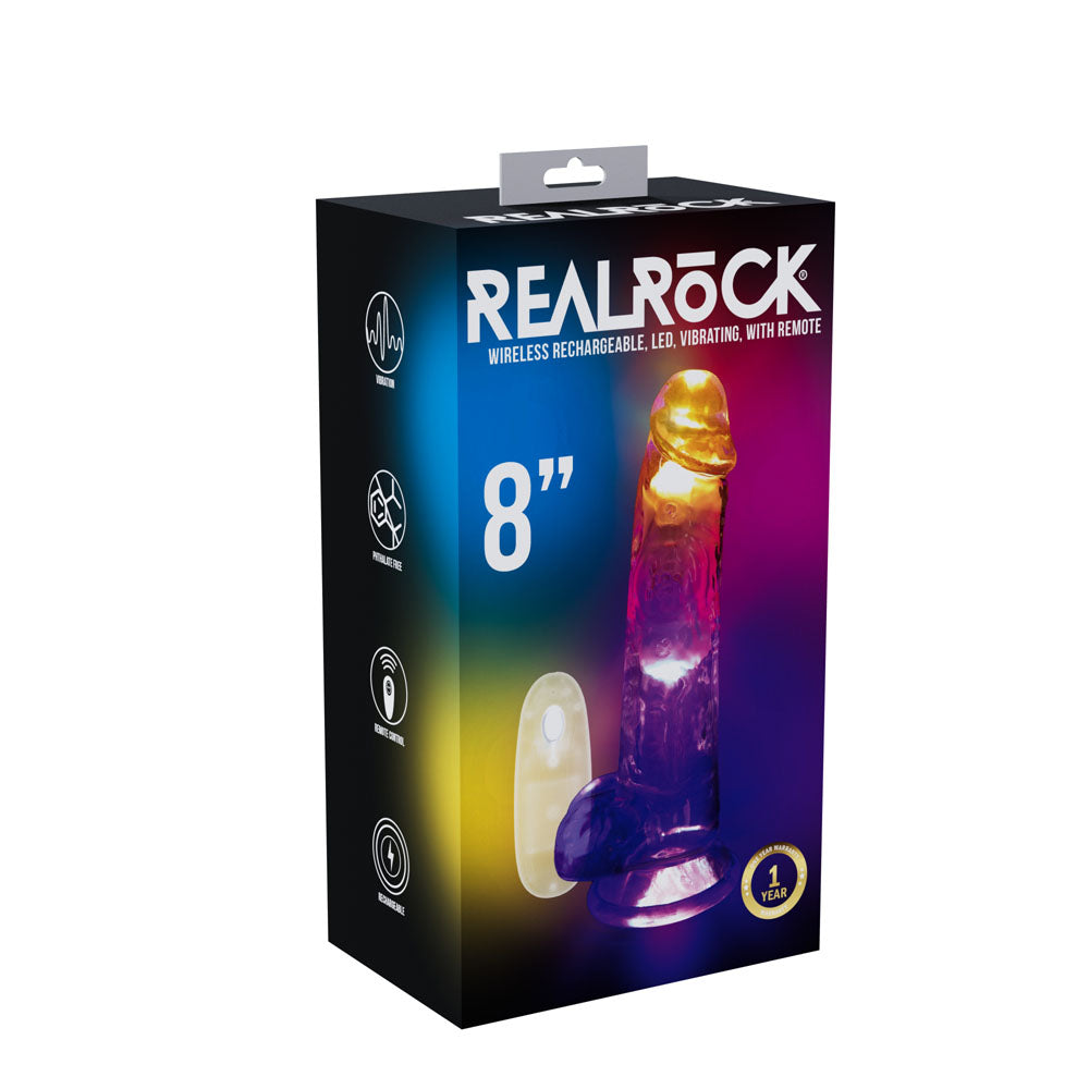 REALROCK Rechargeable LED Vibrating Dong with Balls Vibrating Dildos