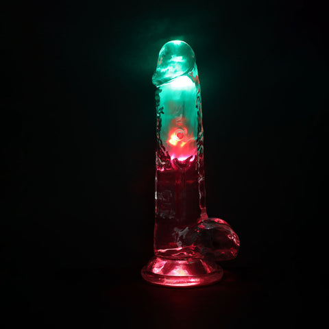 REALROCK Rechargeable LED Vibrating Dong with Balls - Vibrating Dildos