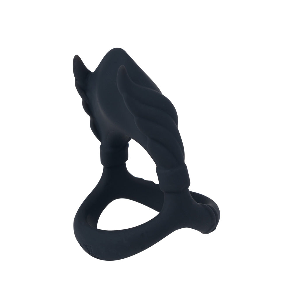 Maia ROCKY USB Rechargeable Vibrating Cock & Balls Ring Black Vibrating Cock Rings