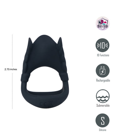 Maia ROCKY USB Rechargeable Vibrating Cock & Balls Ring - Vibrating Cock Rings