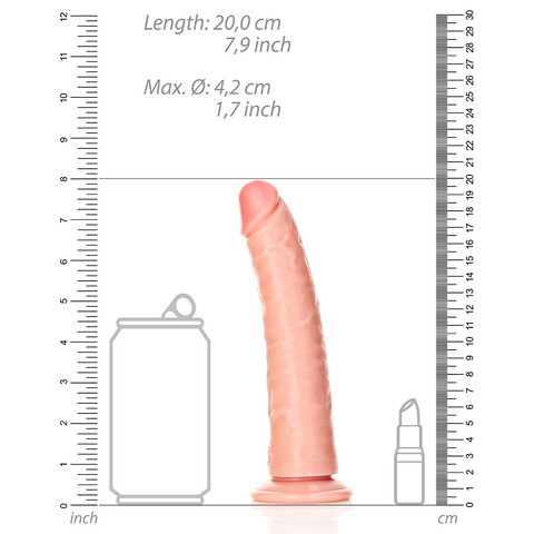 Shots Toys REALROCK Realistic Slim Dildo With Suction Cup 18cm Tan - Realistic Dildos