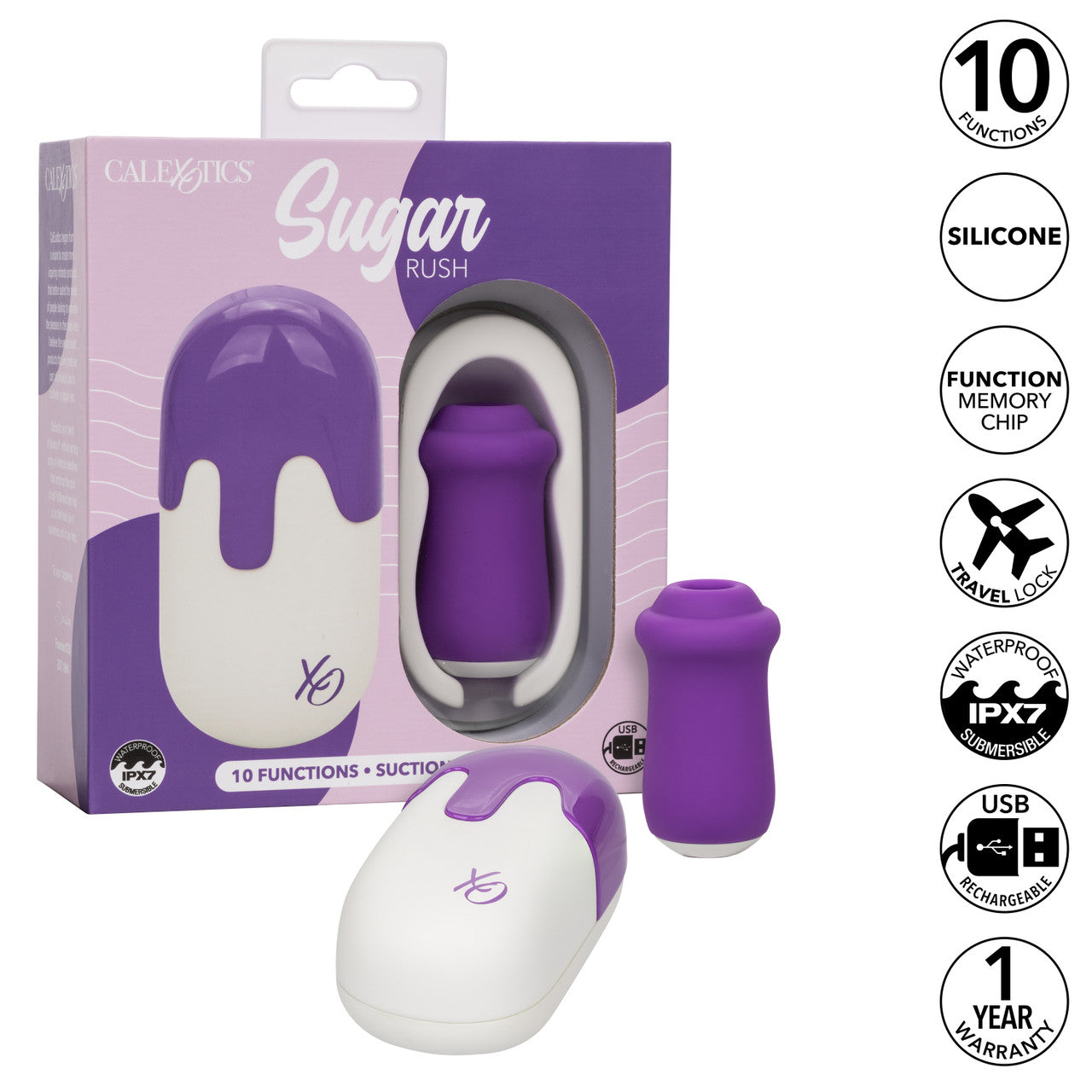 California Exotics Sugar Rush 10 Function Love Eggs Massager Purple Love Eggs and Kegel Exercisers