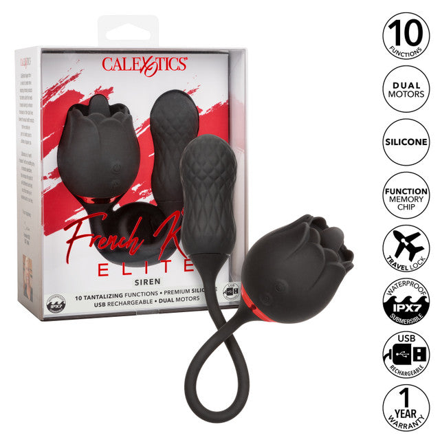 French Kiss Elite Siren 10 Function Clitoral Stimulator Black Clit Ticklers and Pulsators