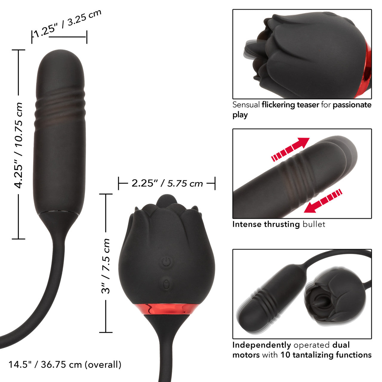 French Kiss Elite Romeo 10 Function Personal Clitoral Massager Black Clit Ticklers and Pulsators