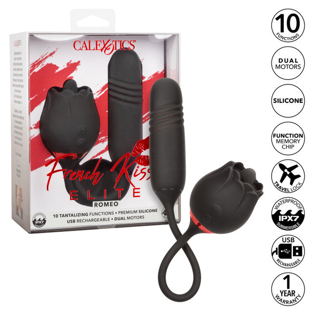 French Kiss Elite Romeo 10 Function Personal Clitoral Massager Black Clit Ticklers and Pulsators