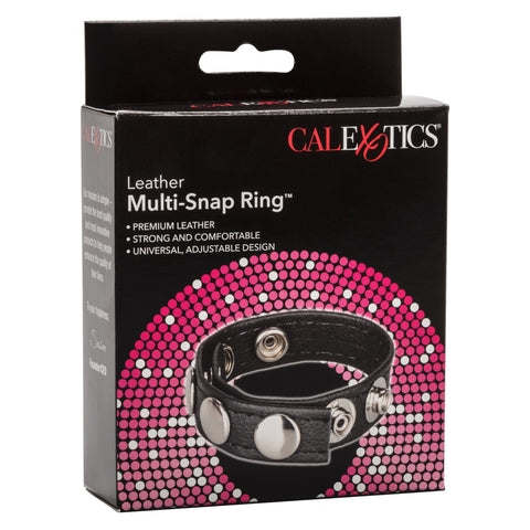 California Exotics Ares Leather Multi Snap Cock Ring - Cock Rings