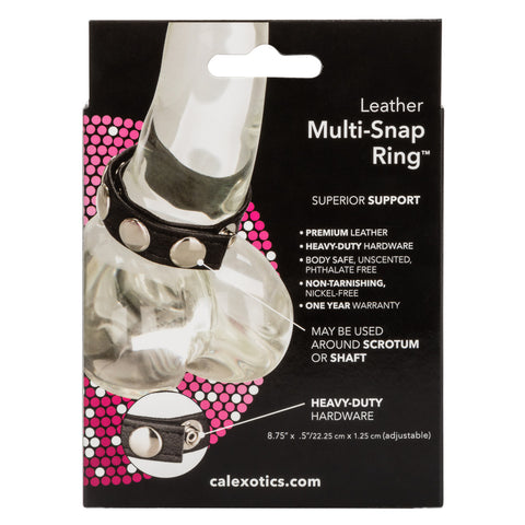 California Exotics Ares Leather Multi Snap Cock Ring - Cock Rings
