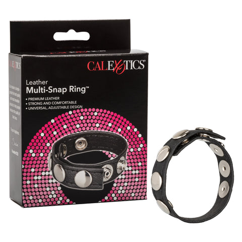 California Exotics Ares Leather Multi Snap Cock Ring - Cock Rings