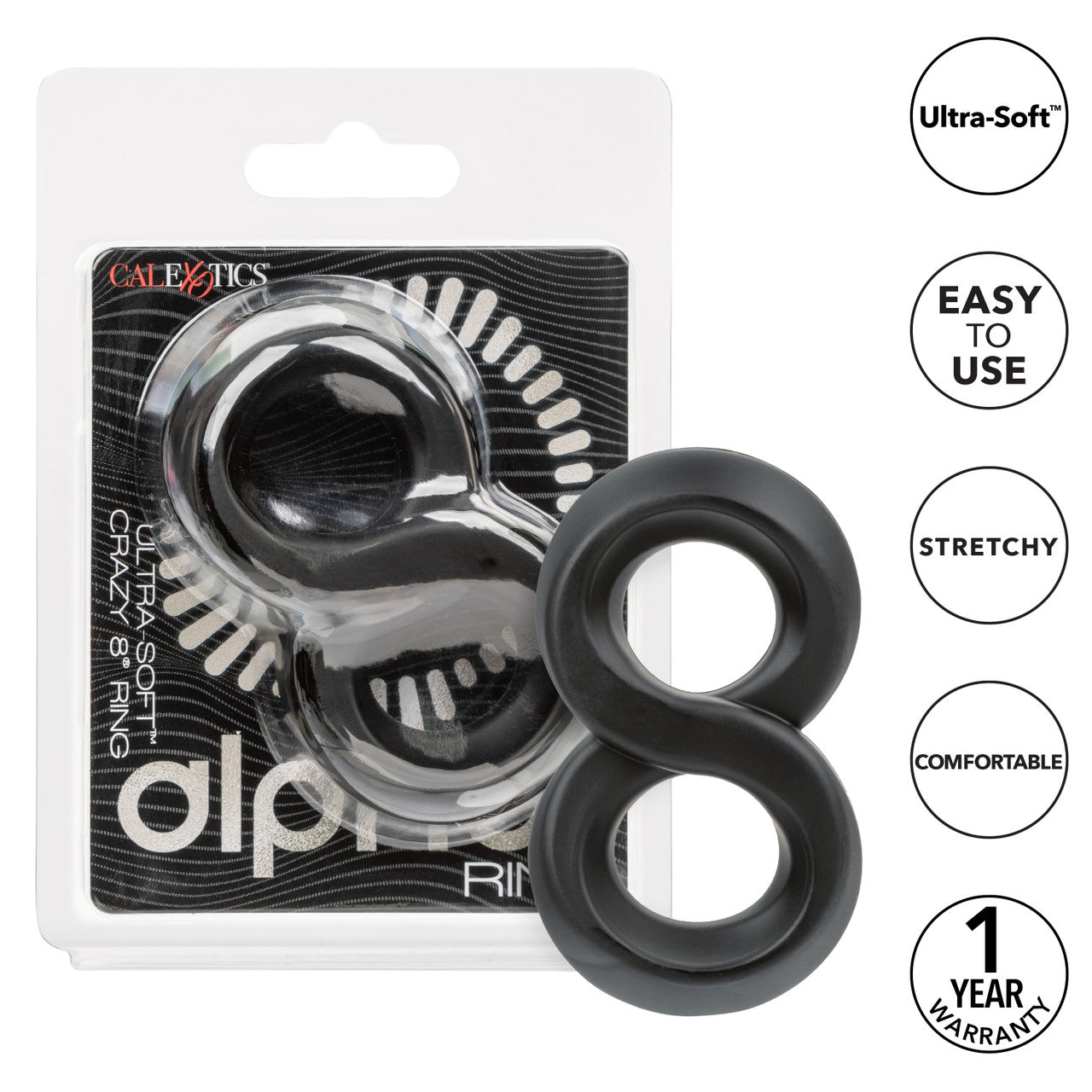 CalExotics Alpha Ultra-Soft Crazy 8 Mens Cock Ring Stretchy Cock Rings