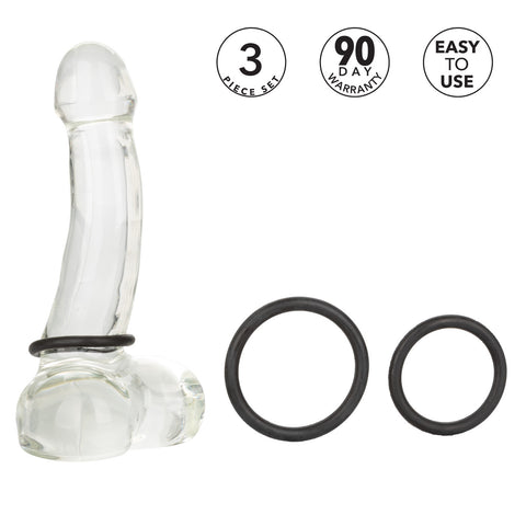 CalExotics 3 Piece Stretchy Rubber Cock Ring Set - Stretchy Cock Rings