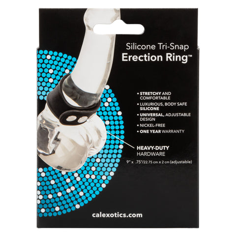 CalExotics Silicone Tri-Snap Erection Enhancer Ring - Stretchy Cock Rings