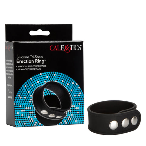 CalExotics Silicone Tri-Snap Erection Enhancer Ring - Stretchy Cock Rings