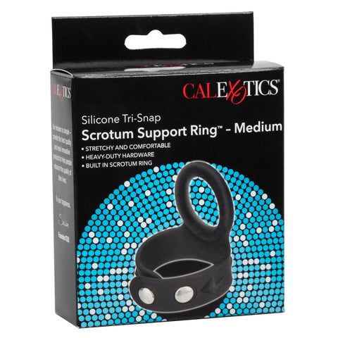 CalExotics Silicone Tri-Snap Scrotum Support Cock Ring - Cock Rings