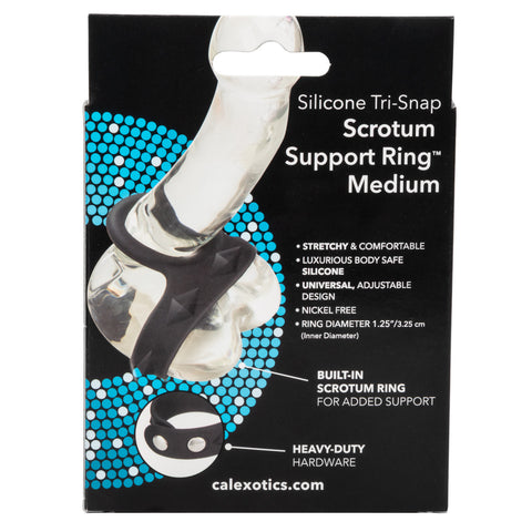 CalExotics Silicone Tri-Snap Scrotum Support Cock Ring - Cock Rings