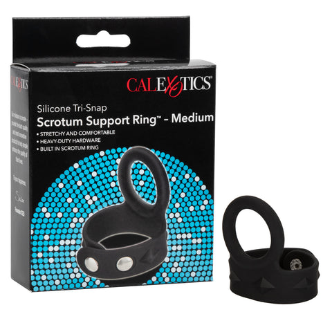 CalExotics Silicone Tri-Snap Scrotum Support Cock Ring - Cock Rings