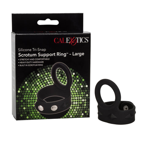 CalExotics Silicone Tri-Snap Scrotum Support Cock Ring - Cock Rings