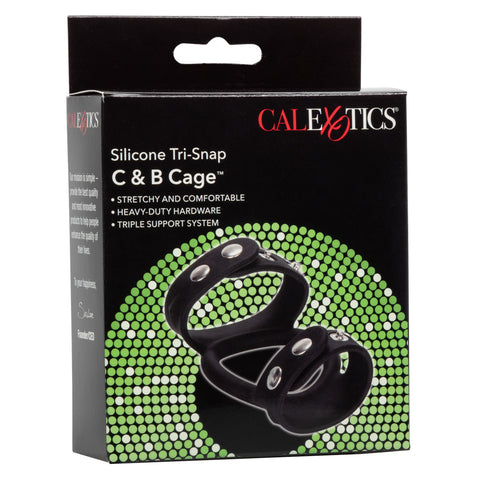 CalExotics Silicone Tri-Snap Male C and B Cage - Stretchy Cock Rings