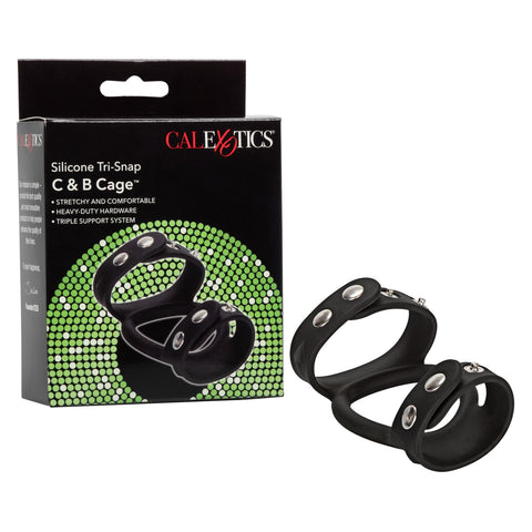 CalExotics Silicone Tri-Snap Male C and B Cage - Stretchy Cock Rings