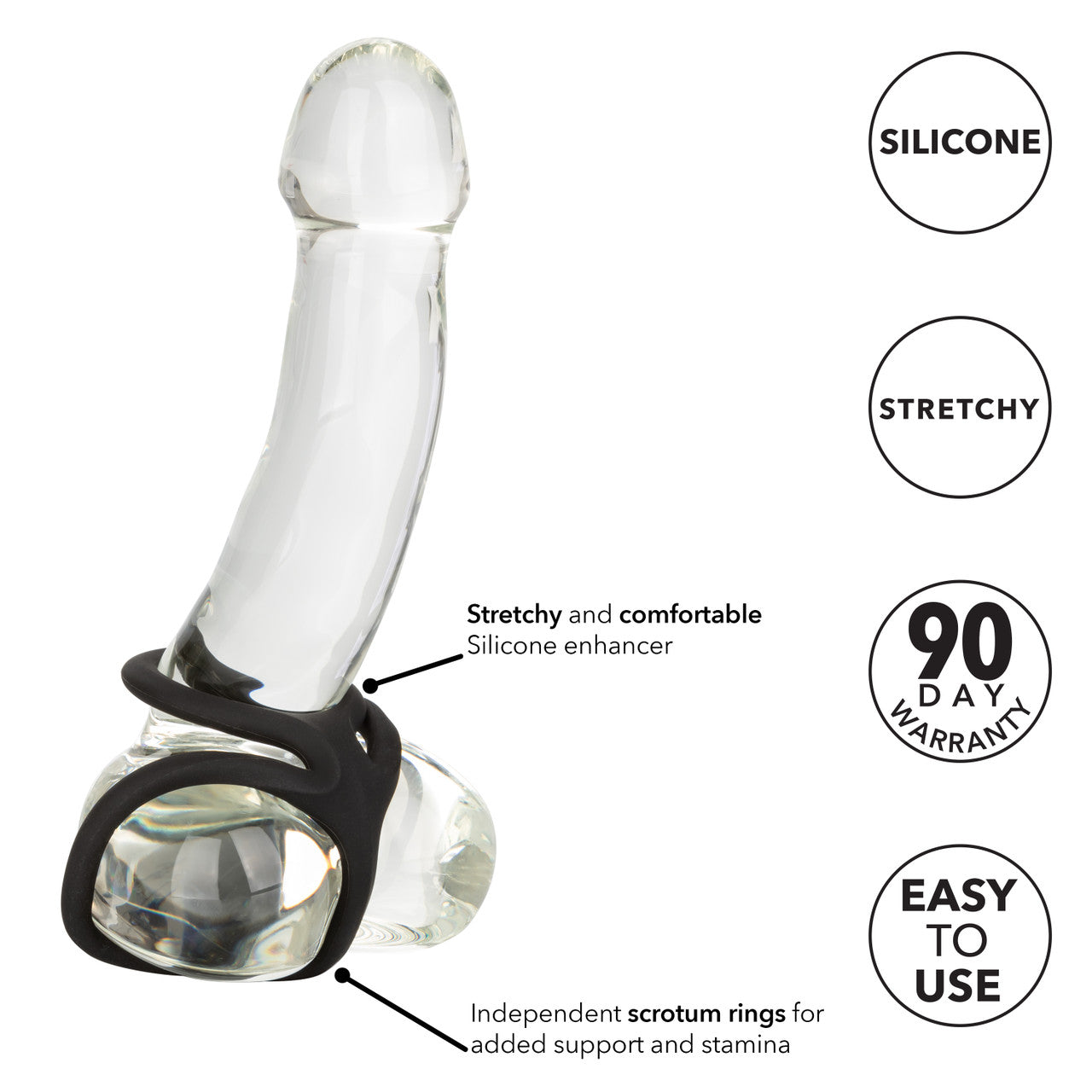 CalExotics Silicone Ball Spreader Erection Enhancer Stretchy Cock Rings