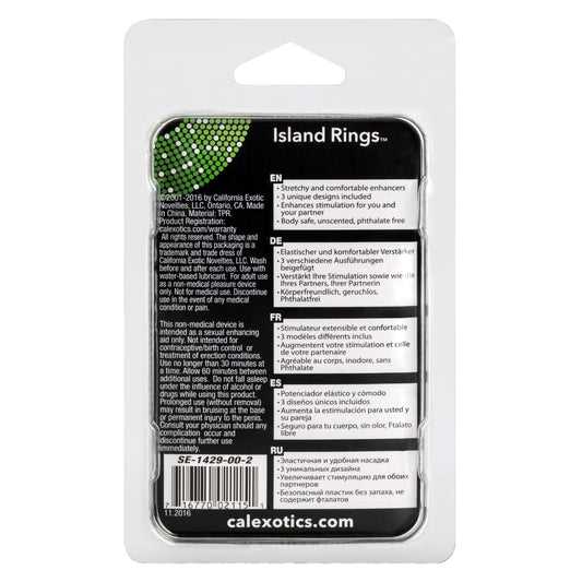California Exotics Island Silicone Stretchy Cock Rings - Cock Rings