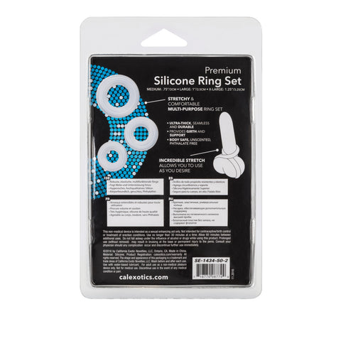 California Exotics Premium Silicone Cock Ring Set - Stretchy Cock Rings