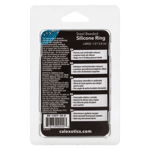 California Exotics Large Steel Beaded Silicone Ring - Cock Rings