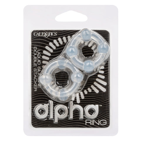 CalExotics Alpha Liquid Silicone Double Stacker Cock Ring - Cock Ring Sets