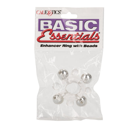 Basic Essentials Erection Enhancer Ring with Beads - Stretchy Cock Rings