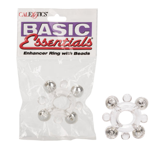 Basic Essentials Erection Enhancer Ring with Beads - Stretchy Cock Rings