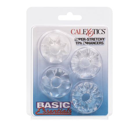 Basic Essentials Set of 4 Super Stretchy Cock Rings - Stretchy Cock Rings