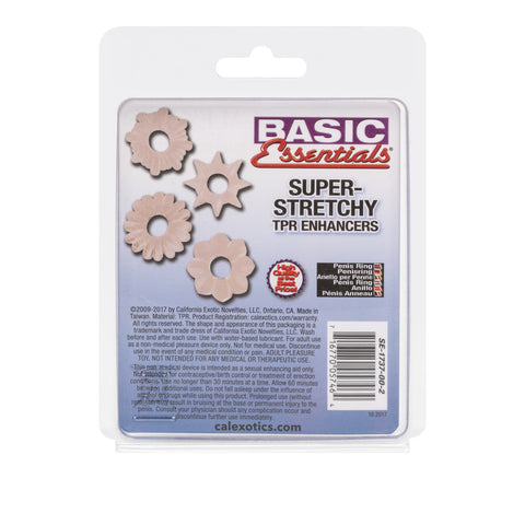Basic Essentials Set of 4 Super Stretchy Cock Rings - Stretchy Cock Rings