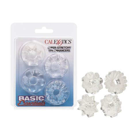 Basic Essentials Set of 4 Super Stretchy Cock Rings - Stretchy Cock Rings