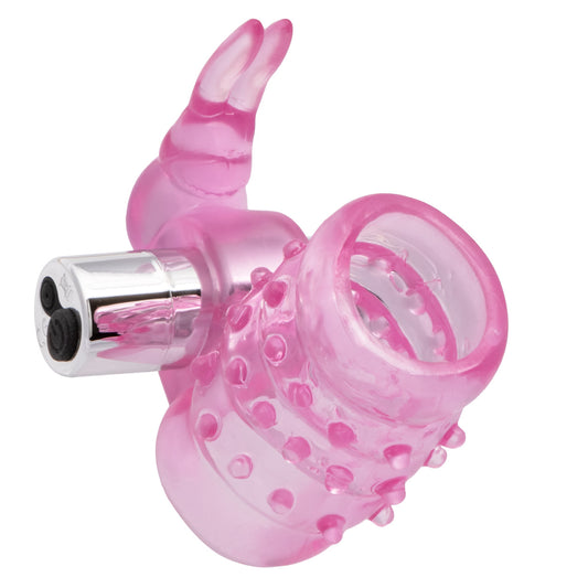 Basic Essentials Stretchy Vibrating Bunny Enhancer - Cock Rings