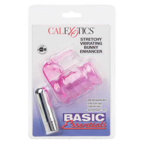 Basic Essentials Stretchy Vibrating Bunny Enhancer - Cock Rings