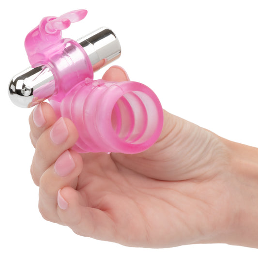 Basic Essentials Stretchy Vibrating Bunny Enhancer - Cock Rings