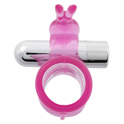 Basic Essentials Stretchy Vibrating Bunny Enhancer - Cock Rings