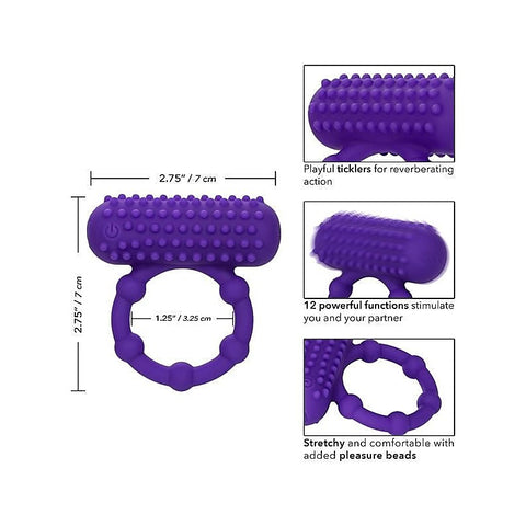 Silicone 12 Functions Rechargeable 5 Bead Maximus Ring - Vibrating Cock Rings