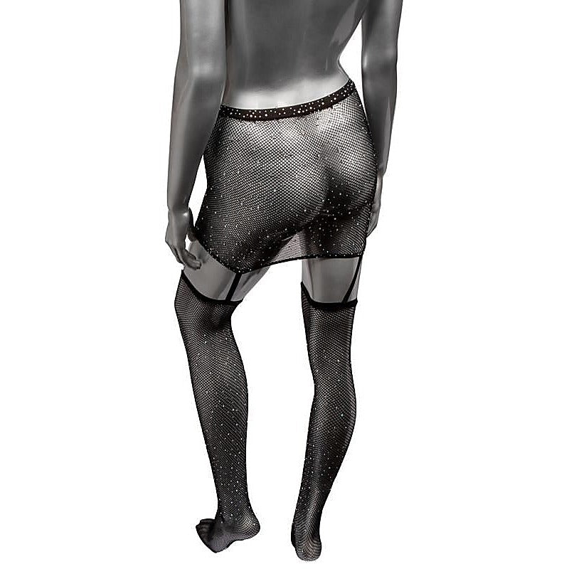 Radiance Sexy & Comfortable One Piece Garter Skirt With - Fishnet and Thigh Highs