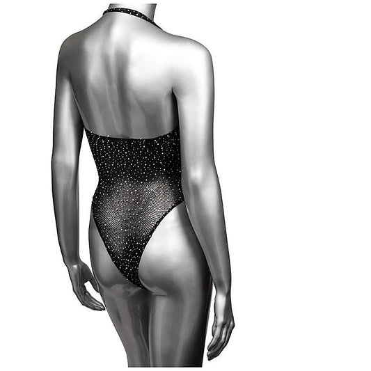 Radiance Deep V Rhinestone Mesh Bodysuit - Teddies and Bodysuits