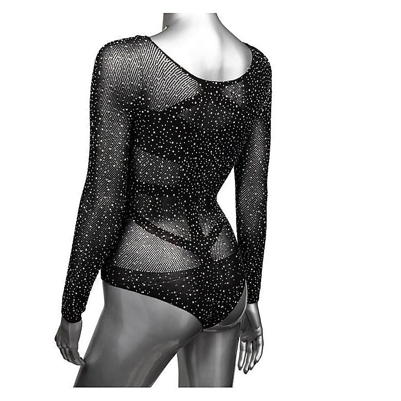 Radiance Long Sleeve Mesh Bodysuit With Thong - Teddies and Bodysuits