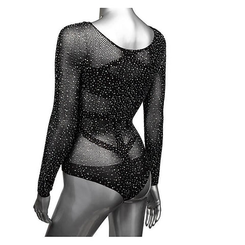 Radiance Plus Size Long Sleeve Mesh Bodysuit And Thong - Teddies and Bodysuits