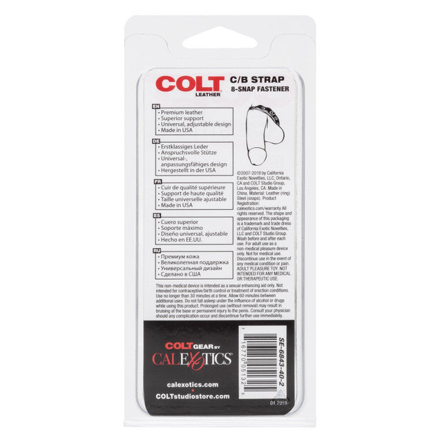 Colt Adjustable 8 Snap Fastener Leather C/B Strap Cock Ring Cock Rings