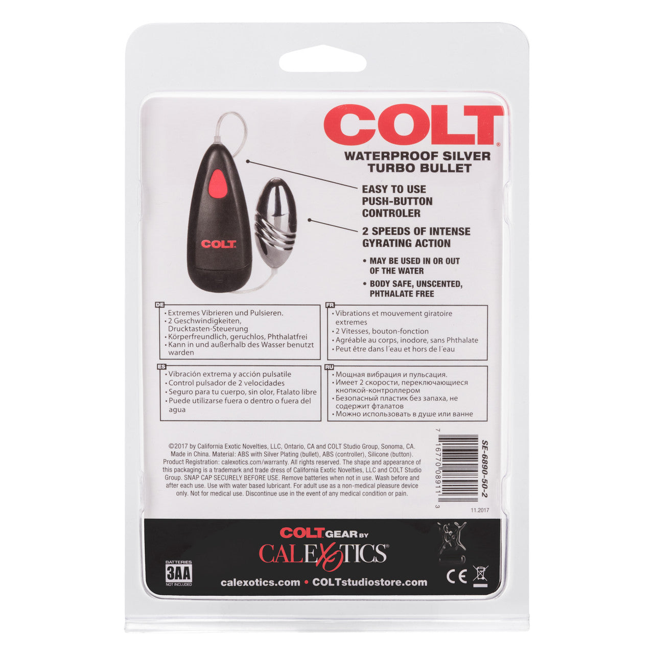 Colt Waterproof Turbo Bullet Vibrator Silver Personal Massagers