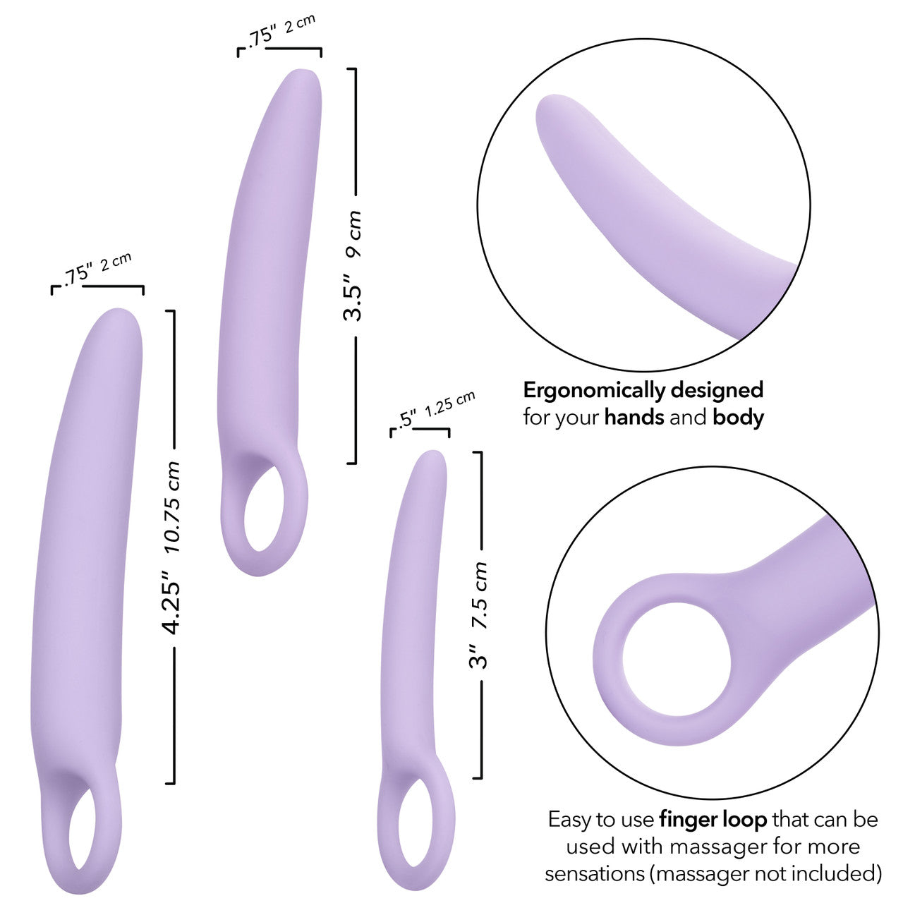 Dr. Laura Berman Alena Set Of 3 Silicone Dilators Clit Ticklers and Pulsators