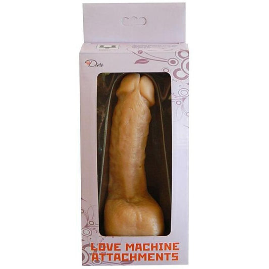 Love Machine Attachment EZ Bend Cock with Balls Flesh - Sex Machines