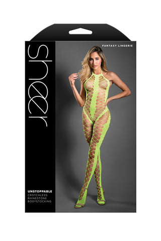 Fantasy Lingerie Sheer Unstoppable Crotchless Bodystocking OS - Body Stockings