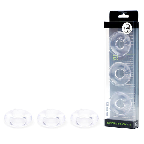 Sport Fucker Super Stretchy Rubber Cock Ring Set - Cock Ring Sets